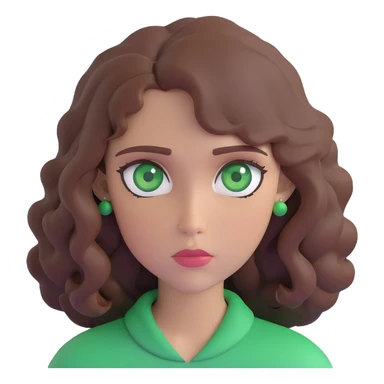 sad woman with brown wavy hair and green eyes sticker