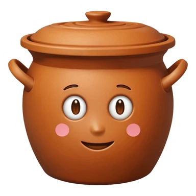 overhead view of a clay pot with a lid on, emoji style sticker