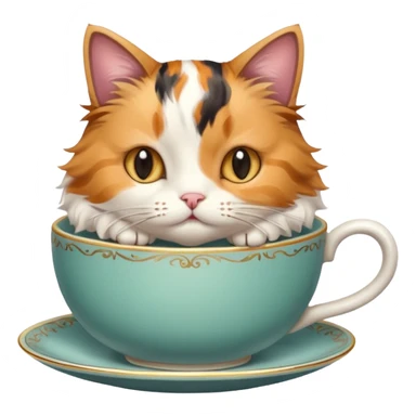 Cat in a tea cup sticker