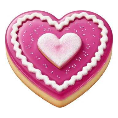Realistic shortbread cookie in the shape of a heart with light margenta jelly middle filling and sprinkled powder sugar on top. sticker