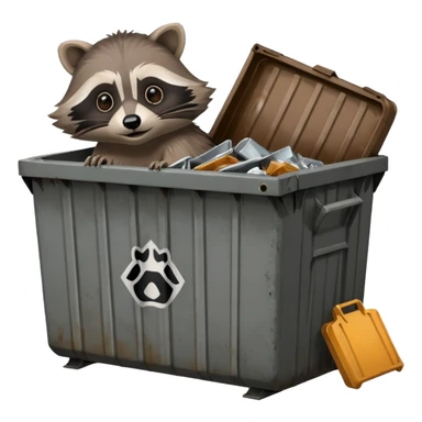 Dumpster with a raccoon on top  sticker