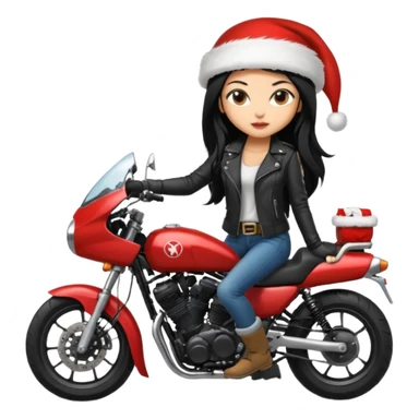 biker girl black long hair moto christmas yamaha sticker