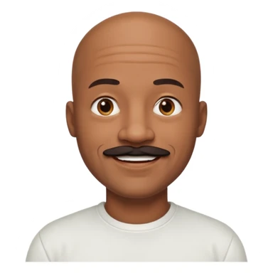 bald black dad with chin mustache smile warmly in white shirt sticker