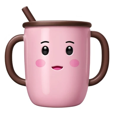 Pink mug with bubble tea, Without a face, Just a pink bubble tea mug sticker