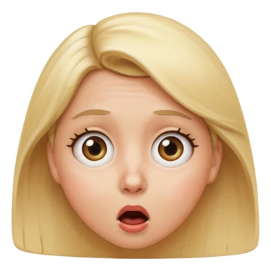 shocked blonde emoji, apple emoji style, round face, wide eyes, surprised expression, simple, no text sticker