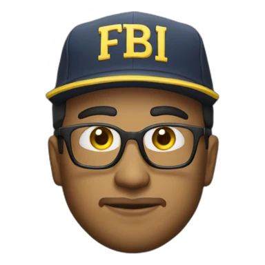 man with yellow "FBI" letters on his cap sticker