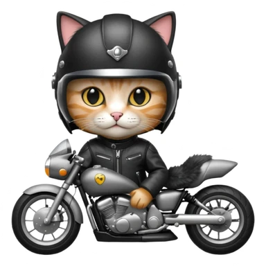 cat with motorcycle helmet and leather suit sticker