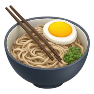 bowl of japanese buckwheat soba noodles with two chopsticks sticker