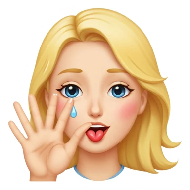 Tears of joy blowing fa kiss with peace hand next to it  sticker