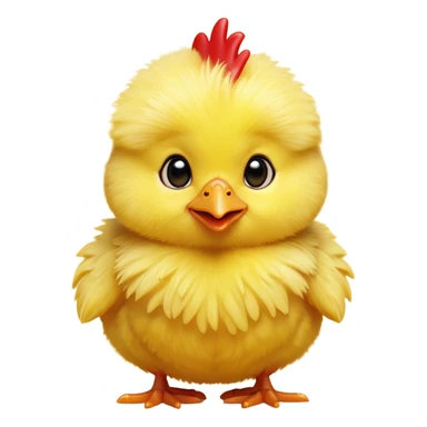 Cinematic Cute Yellow Baby Chicken Portrait Emoji, Head tilted playfully and inquisitively, featuring a fluffy, vibrant yellow downy coat with a tiny red comb, round, sparkling beady eyes filled with curiosity, Simplified yet irresistibly adorable features, highly detailed, glowing with a warm, friendly glow, high shine, affectionate and lively, stylized with a touch of playful whimsy, bright and endearing, soft glowing outline, capturing the essence of a mischievous yet loving chick, so playful it feels like it could peep out of the screen and into your arms! sticker