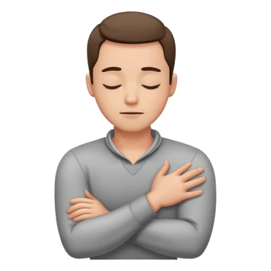 Man with arms crossed around neck, eyes closed ￼ sticker