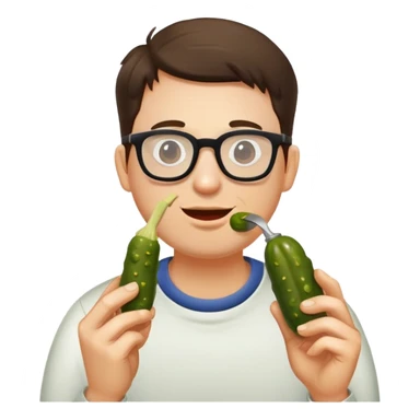 man with glasses eating a pickle sticker