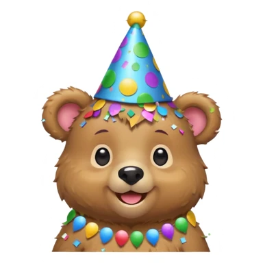 Partying bear cub with confetti  sticker