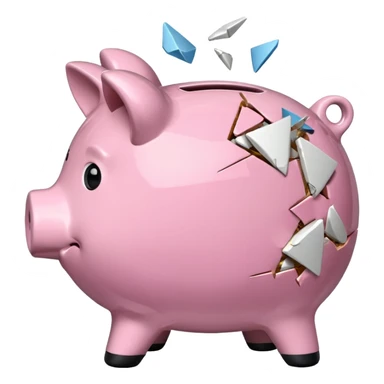 a piggy bank broken in half sticker