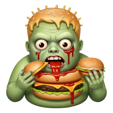 Fat zombie eating one burger sticker
