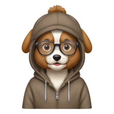 Dog wearing hoodie and cap and glasses ￼ sticker