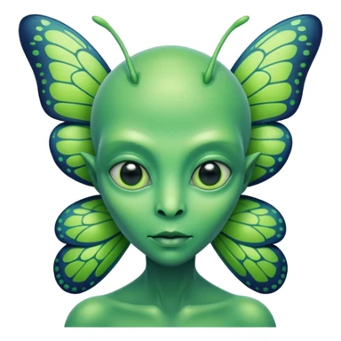 an alien with butterflies sticker