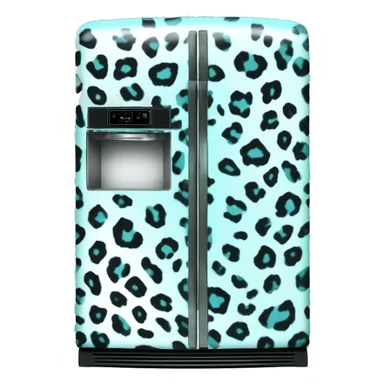 Realistic tiffany blue fridge with black and white leopard painted on it. sticker