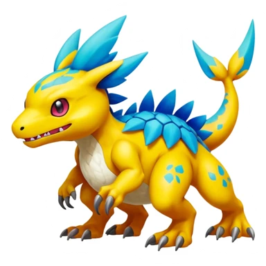 Colorful Vibrant Unique Pokémon-Digimon-Fakémon-hybrid-creature (full body) sticker