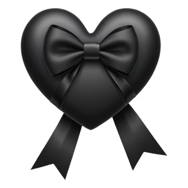 black heart with a black bow and trailing ribbons sticker