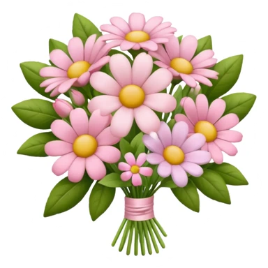pastel pink bouquet of mixed flowers, iOS Apple emoji style sticker