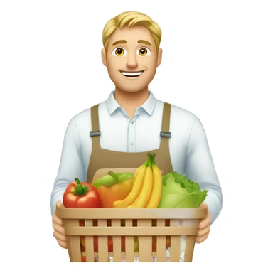 white man with product basket in the supermarket sticker