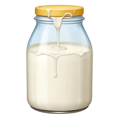 a jar of milk but the top is sticky and its dripping but theres no lit, and also no straw, I WANT IT TO BE VERY VERY MESSY sticker