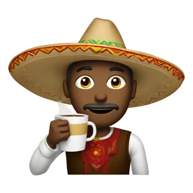 Man wearing a sombrero drinking coffee sticker