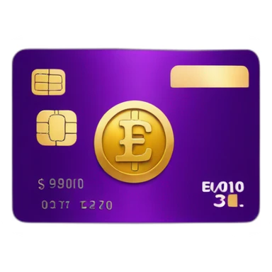 Dark Purple Credit card with huge golden euro sign sticker