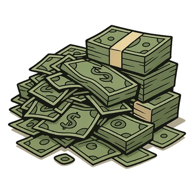 pile of money in flat toon style sticker