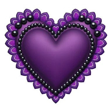 goth heart with purple lace and black pearls sticker