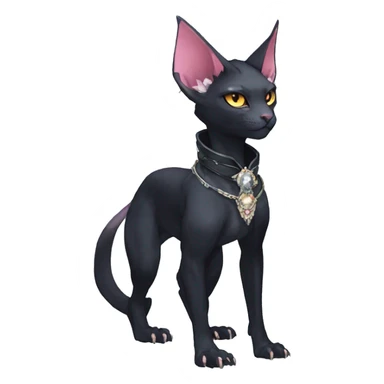 cool punk kawaii anime edgy distinguished pretty elegant beautiful fantasy black ethereal nargacuga-Noivern-sphynx-Quiana-Fakemon collar harness jewels full body sticker