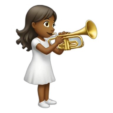 A girl playing white trumpet sticker