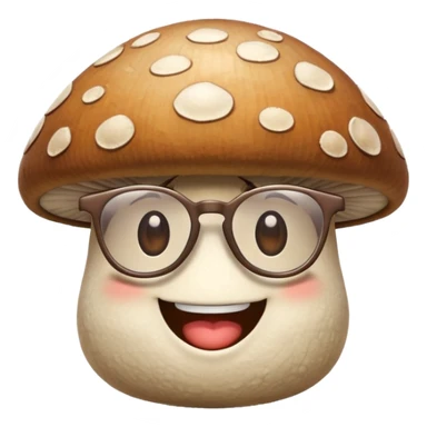 mushroom with glasses and a big smile sticker