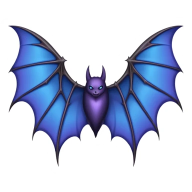 Dark fantasy bat wings, symmetrical, sharp edges, deep black with subtle blue-purple highlights, realistic, high detail, isolated on black background sticker