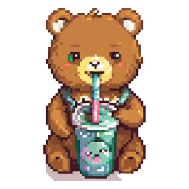 cute bear drinking boba tea sticker
