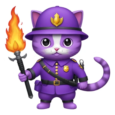 Un chat violet avec une arme a feu sticker