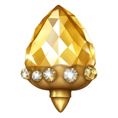 sparkling diamond Acorn like diamond with stem made of gold sticker