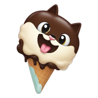 a-cat-eating-black-chocolate-shaving-icecream sticker