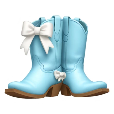 Pair of pastel light blue cowboy boots and two little white bows sticker