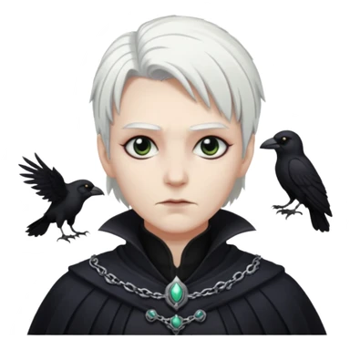 necromancer with black raven outfit wihte hair sticker