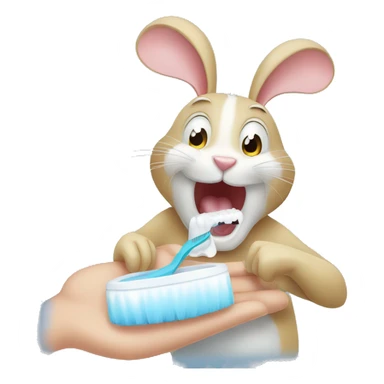 rabbit and mouse brushing teeth sticker