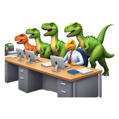 dinosaurs working in an office sticker