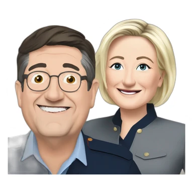 Marine Le Pen bois une vie avec Jean-Luc Melenchon sticker