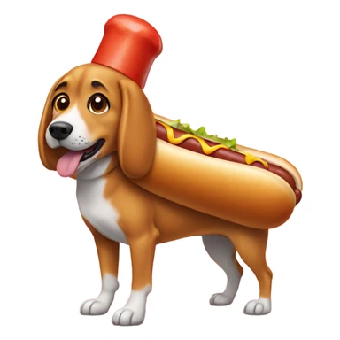 Dog wearing a hot dog costume sticker