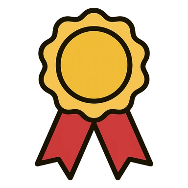 vector icon of a gold guarantee seal badge with colorful elements, unique seal shape, elegant and minimalist flat design, isolated on white background, award badge style, 2D flat vector, trending icon look, soft shadows, no text, perfect for commercial use sticker