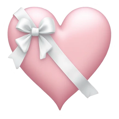 light pink heart with a tiny white bow  sticker