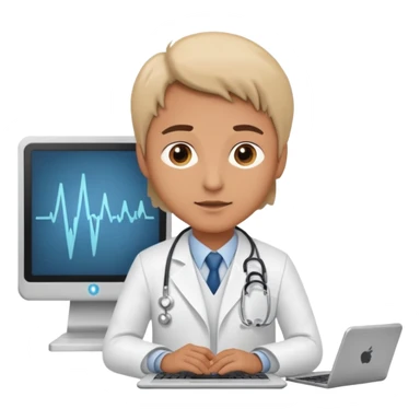 Doctor using my computer to report vital signs sticker