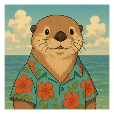 Sea otter wearing a Hawaiian shirt  sticker