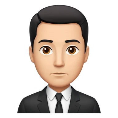 Good-looking robust man in his 40s with light brown skin tone, short slicked back straight black hair with fade haircut, strong square face, approachable TV host expression, black blazer with white buttoned shirt sticker